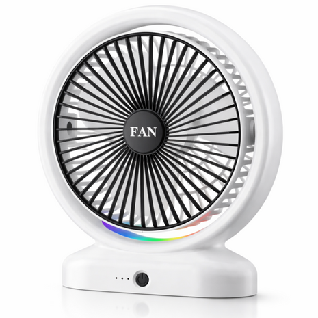 RGB USB‑C Desk Fan – 5 W, 3 Speeds, Quiet < 60 dB, Tilt 210°
