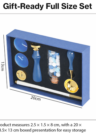 Wooden Handle Wax Seal Stamp Kit with Melting Spoon, Wax Beads, Metallic Pen, Tealight Candles & Gift Box for Envelope Sealing DIY
