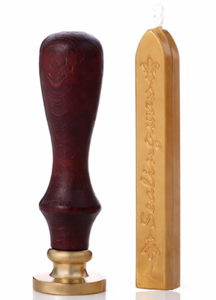 Floral Wax Seal Stamp with Wooden Handle & 2 Wax Sticks