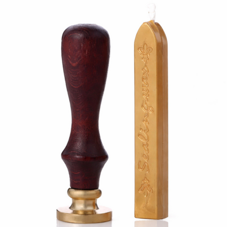 Floral Wax Seal Stamp with Wooden Handle & 2 Wax Sticks