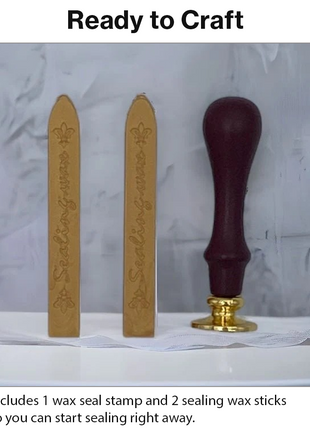 Floral Wax Seal Stamp with Wooden Handle & 2 Wax Sticks