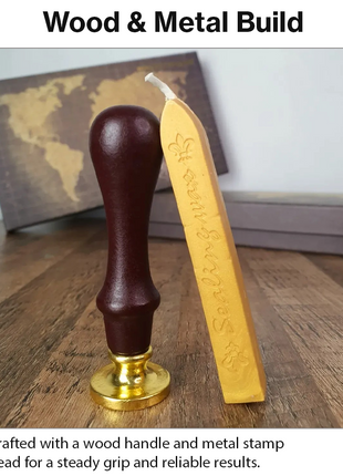Floral Wax Seal Stamp with Wooden Handle & 2 Wax Sticks