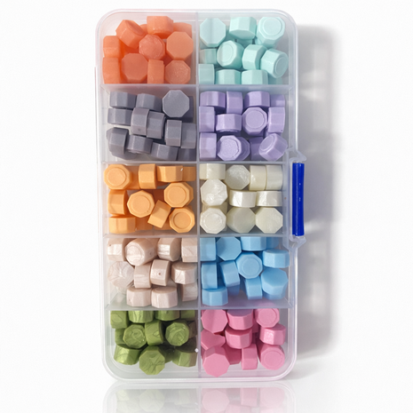 Wax Sealing Beads Set 10 Colours with Compartment Case