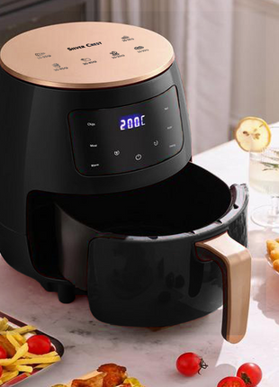 Silver Crest S-18 Air Fryer – XL Capacity, Digital Touchscreen, 4 Preset Functions, Non-Stick Basket, 1400W Power, for 2–4 People - Black