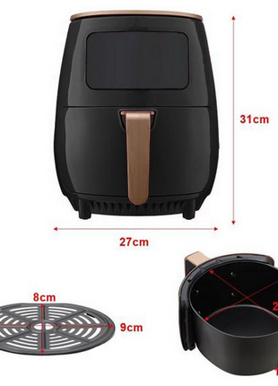 Silver Crest S-18 Air Fryer – XL Capacity, Digital Touchscreen, 4 Preset Functions, Non-Stick Basket, 1400W Power, for 2–4 People - Black