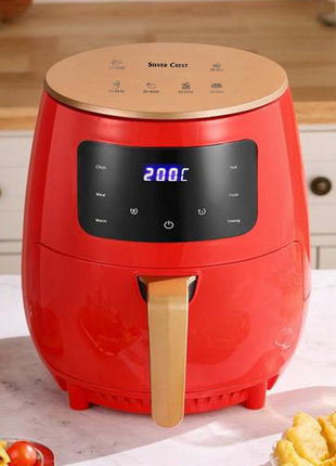 Silver Crest S-18 Air Fryer – XL Capacity, Digital Touchscreen, 4 Preset Functions, Non-Stick Basket, 1400W Power, for 2–4 People - Black