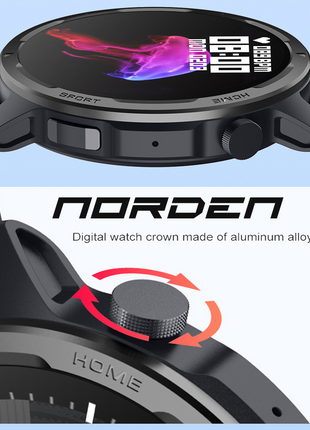 Norden Target Smart Watch with 1.39" HD TFT Full Touch Screen, Realtek 8763EWE Processor, 100+ Sport Modes, Heart Rate &amp; Blood Oxygen Monitor, IP68 Waterproof, BT5.2, 7-Day Standby, Magnetic Charging, Compatible with Da Fit App - Black