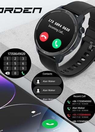 Norden Target Smart Watch with 1.39" HD TFT Full Touch Screen, Realtek 8763EWE Processor, 100+ Sport Modes, Heart Rate &amp; Blood Oxygen Monitor, IP68 Waterproof, BT5.2, 7-Day Standby, Magnetic Charging, Compatible with Da Fit App - Black