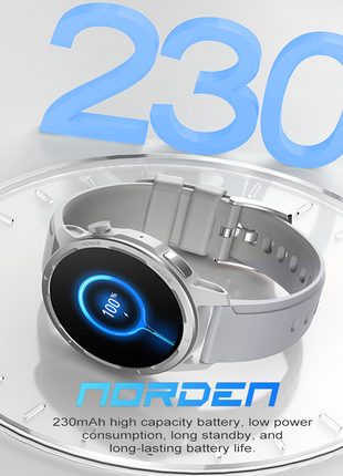 Norden Target Smart Watch with 1.39" HD TFT Full Touch Screen, Realtek 8763EWE Processor, 100+ Sport Modes, Heart Rate &amp; Blood Oxygen Monitor, IP68 Waterproof, BT5.2, 7-Day Standby, Magnetic Charging, Compatible with Da Fit App - Silver