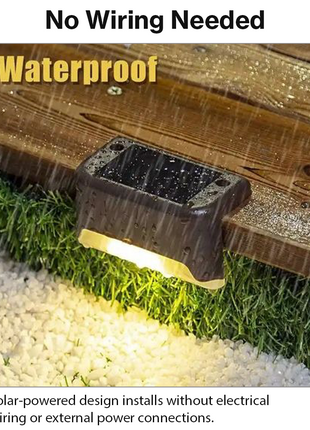 Solar LED Fence Light Outdoor Waterproof Wall Step Deck Patio Garden Lamp