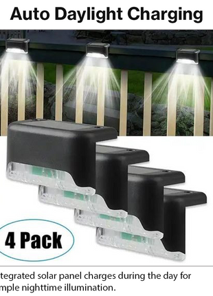 Solar LED Fence Light Outdoor Waterproof Wall Step Deck Patio Garden Lamp