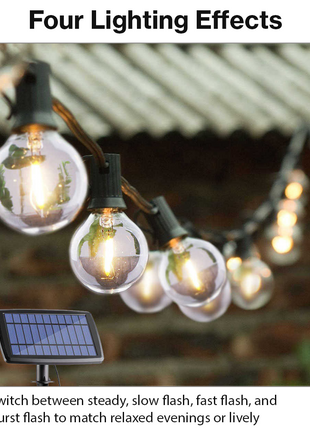 Solar LED String Light – 10 × G40 Bulbs – 15m Outdoor Waterproof Hanging