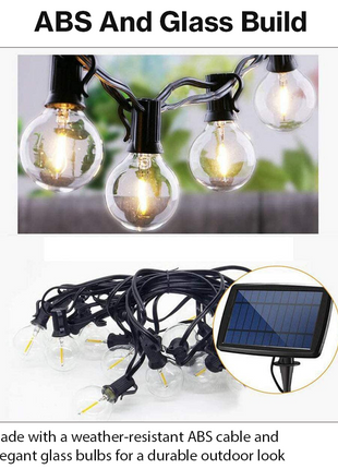 Solar LED String Light – 10 × G40 Bulbs – 15m Outdoor Waterproof Hanging