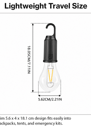 Rechargeable USB-C Camping Lamp with Warm Light, 3 Lighting Modes & Hanging Hook, Portable Outdoor LED Lantern