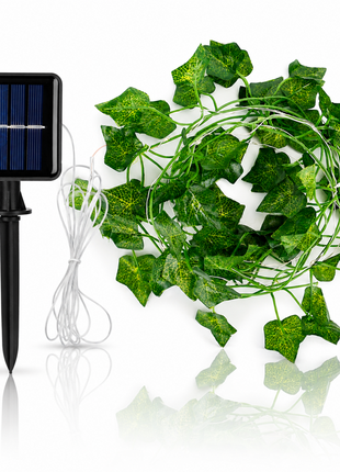 7m Solar Ivy Leaf String Lights 50 LED Warm White Outdoor Garden Vine Decor Waterproof