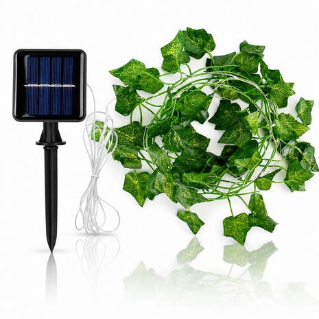 7m Solar Ivy Leaf String Lights 50 LED Warm White Outdoor Garden Vine Decor Waterproof