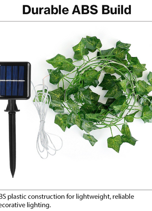 7m Solar Ivy Leaf String Lights 50 LED Warm White Outdoor Garden Vine Decor Waterproof