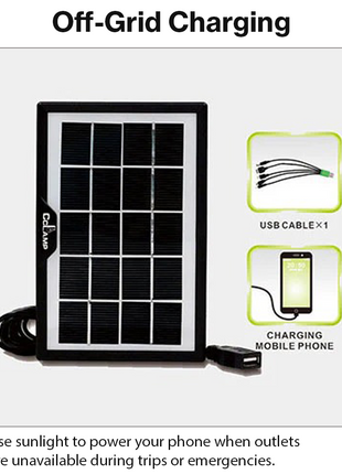 Solar Panel Mobile Phone Charger with Multi-Connector Cable