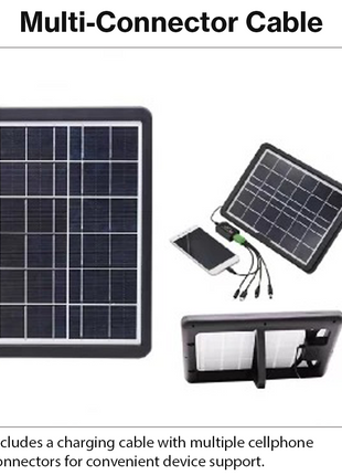 Solar Panel Mobile Phone Charger with Multi-Connector Cable