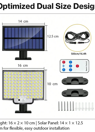 Solar 106 LED Outdoor Motion Sensor Wall Light – 135° Wide Angle