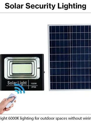 600W Solar LED Flood Light with Panel & Remote Outdoor Lamp