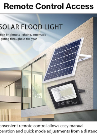 600W Solar LED Flood Light with Panel & Remote Outdoor Lamp