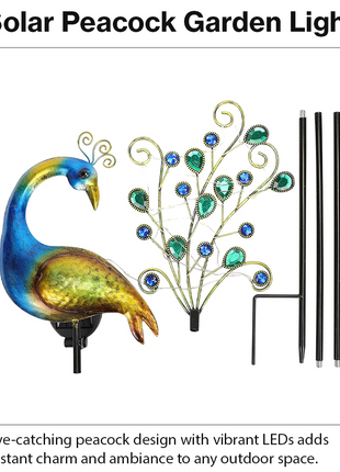 Solar Peacock Garden Light with 40 LEDs for Outdoor Decor