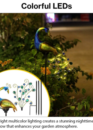 Solar Peacock Garden Light with 40 LEDs for Outdoor Decor