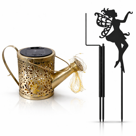 Solar Watering Can Garden Light Metal LED Hanging Waterproof