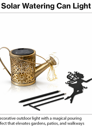 Solar Watering Can Garden Light Metal LED Hanging Waterproof