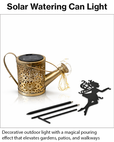 Solar Watering Can Garden Light Metal LED Hanging Waterproof
