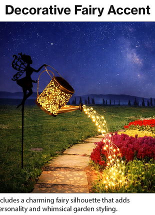 Solar Watering Can Garden Light Metal LED Hanging Waterproof