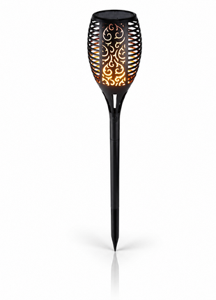 Solar LED Garden Torch Light with Light Sensor, ABS Plastic Outdoor Pathway Stake Lamp