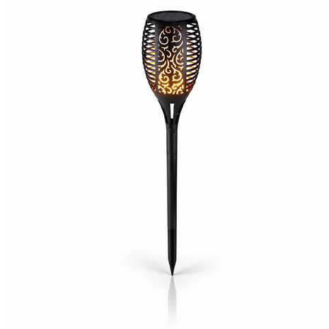 Solar LED Garden Torch Light with Light Sensor, ABS Plastic Outdoor Pathway Stake Lamp