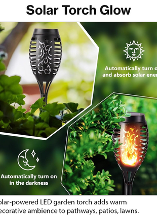 Solar LED Garden Torch Light with Light Sensor, ABS Plastic Outdoor Pathway Stake Lamp