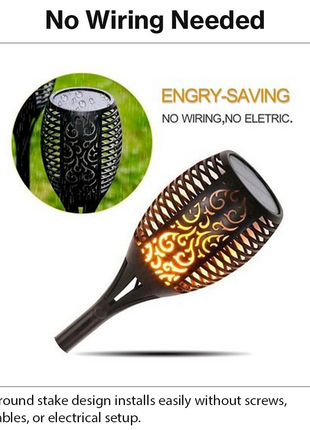 Solar LED Garden Torch Light with Light Sensor, ABS Plastic Outdoor Pathway Stake Lamp