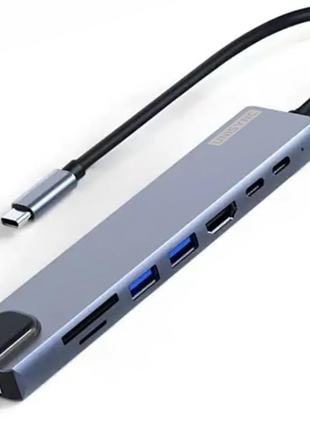 UNISYNC 8-in-1 USB-C Docking Station with 87W PD, HDMI, USB 3.0, RJ45, SD/TF – Slim Hub