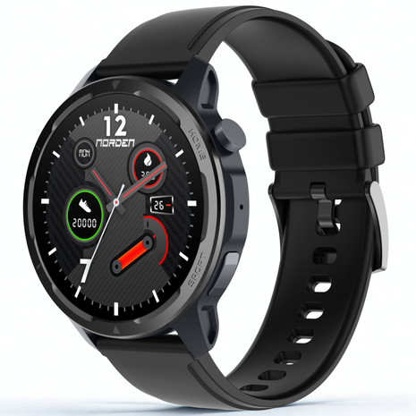 Norden Target Smart Watch with 1.39" HD TFT Full Touch Screen, Realtek 8763EWE Processor, 100+ Sport Modes, Heart Rate &amp; Blood Oxygen Monitor, IP68 Waterproof, BT5.2, 7-Day Standby, Magnetic Charging, Compatible with Da Fit App - Black