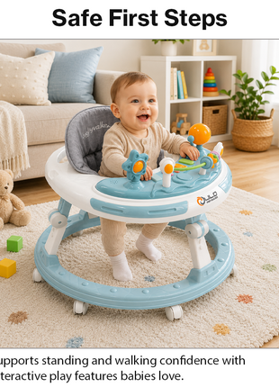 Adjustable Baby Walker with Music, Lights & Foldable Design