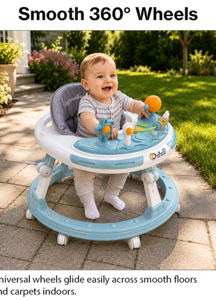 Adjustable Baby Walker with Music, Lights & Foldable Design