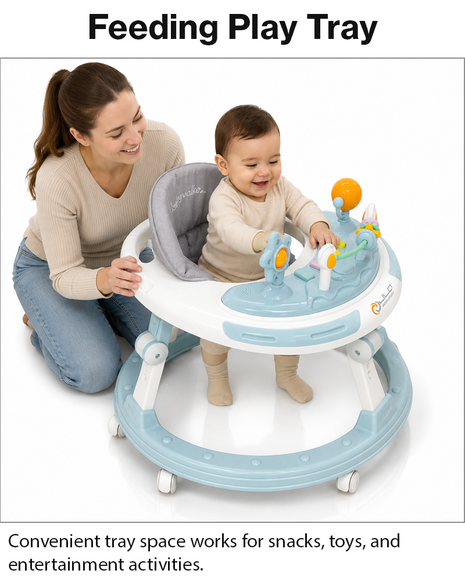 Adjustable Baby Walker with Music, Lights & Foldable Design