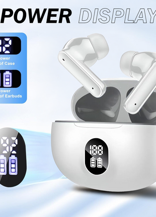 Norden TWS Wireless Earphones Bluetooth 5.3 with Charging Case, Type-C Fast Charging, Touch Control, Noise Reduction, Built-in Mic for Calls and Music - Compatible with iOS & Android - White