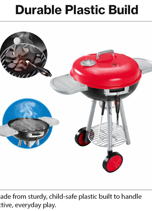 Kids BBQ Grill Playset Lights Sounds Wheeled Toy Grill