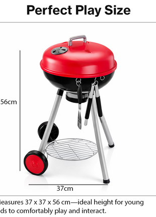 Kids BBQ Grill Playset Lights Sounds Wheeled Toy Grill
