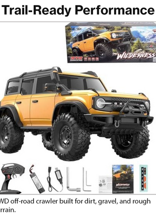 1:10 4WD Trailcrawler RC Truck 2.4GHz 18km/h 7.4V Li-Ion LED Lights Metal Gears RTR 47cm Off-Road Climbing Vehicle