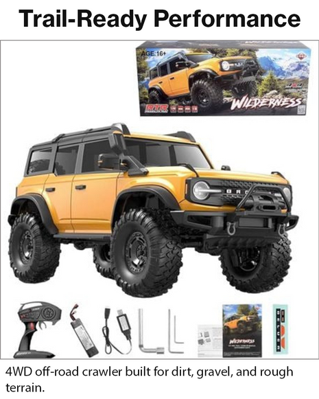 1:10 4WD Trailcrawler RC Truck 2.4GHz 18km/h 7.4V Li-Ion LED Lights Metal Gears RTR 47cm Off-Road Climbing Vehicle