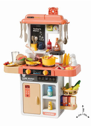 Kids Kitchen Playset 52-Piece – ABS Plastic Cooking Toy with Spray, Sound, Light, Sink, Storage , Interactive Pretend Set