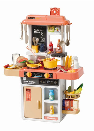 Kids Kitchen Playset 52-Piece – ABS Plastic Cooking Toy with Spray, Sound, Light, Sink, Storage , Interactive Pretend Set