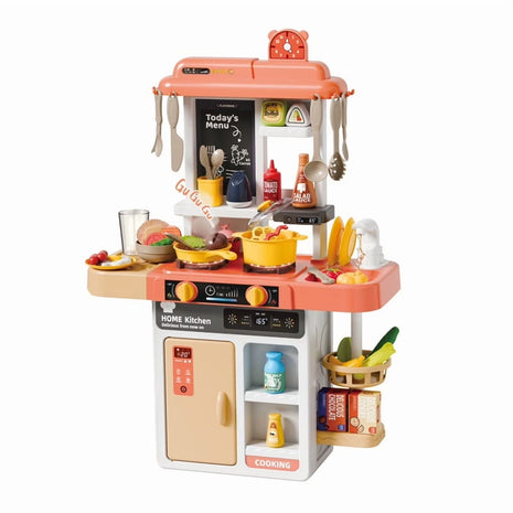 Kids Kitchen Playset 52-Piece – ABS Plastic Cooking Toy with Spray, Sound, Light, Sink, Storage , Interactive Pretend Set