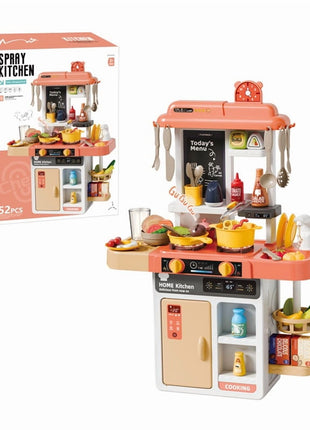 Kids Kitchen Playset 52-Piece – ABS Plastic Cooking Toy with Spray, Sound, Light, Sink, Storage , Interactive Pretend Set